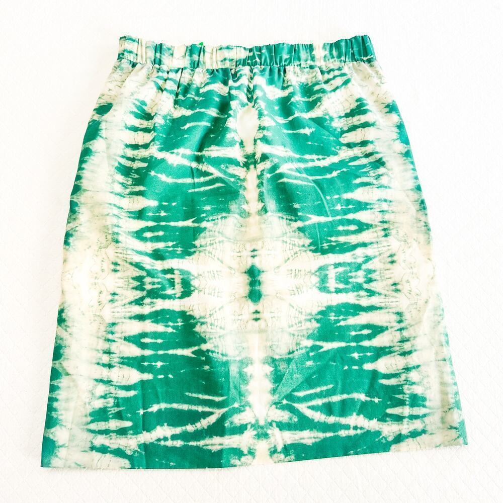 Maje Chameleon Watercolor Tie Dye Green Pencil Skirt Front Pockets Size 36
